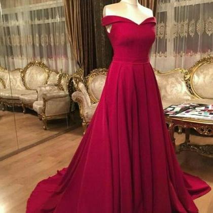 Red Sweetheart Long Formal Dress,off The Shoulder..