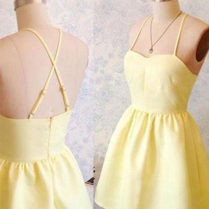 Cute Yellow Mini Homecoming Dress,a Line..