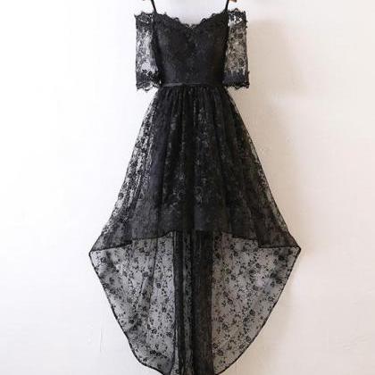 Black Lace Off Shoulder Prom Dress,high Low Lace..