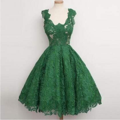 Vintage Lace Green Homecoming Dress,ball Gown..