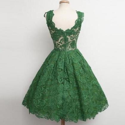 Vintage Lace Green Homecoming Dress,ball Gown..