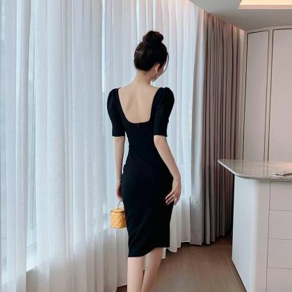 2022 summer square collar backless ..