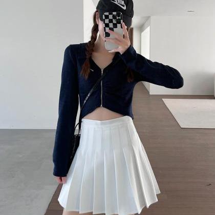 White Pleated Skirt Schoolgirl's High..