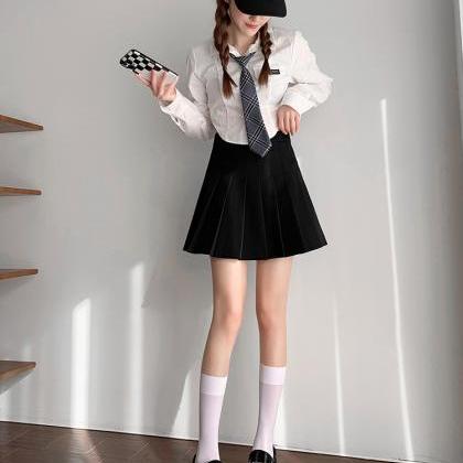 White Pleated Skirt Schoolgirl's High..