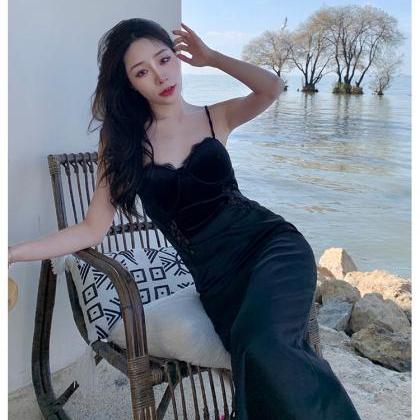 Lace Dress Sexy Slip Dress Black Mermaid Prom..