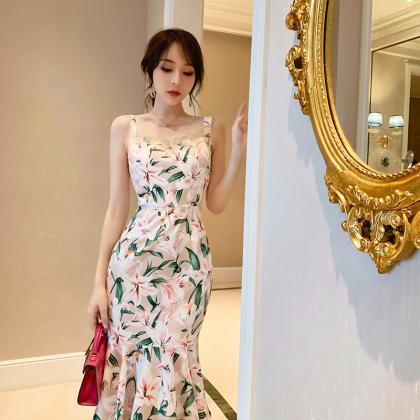 2022 French Sling Floral Dress 4870