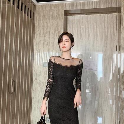 Sexy Long Sleeve Lace Dress 1715