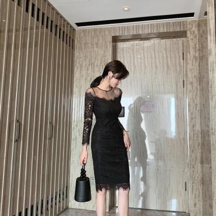 Sexy Long Sleeve Lace Dress 1715