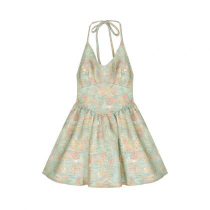 Cute Floral Suspender Puffy Dress