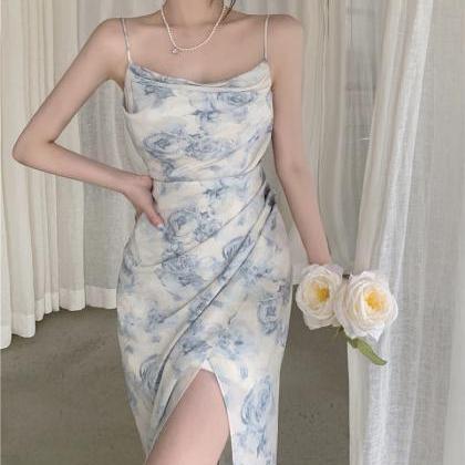 Floral Chiffon Slit Maxi Dress