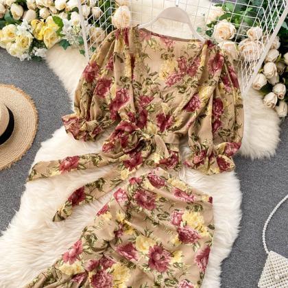 Resort Chiffon Shirt Fishtail Floral Skirt Two..