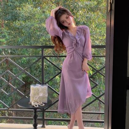 Sweet Summer Purple Ruffle Fairy Dress
