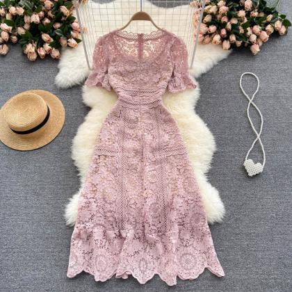 Round Neck Sweet Lace Dress