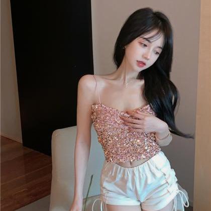 Pink Sweet Sling Shiny Camisole Top..