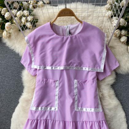Crew Neck Doll French Loose A-line Dress