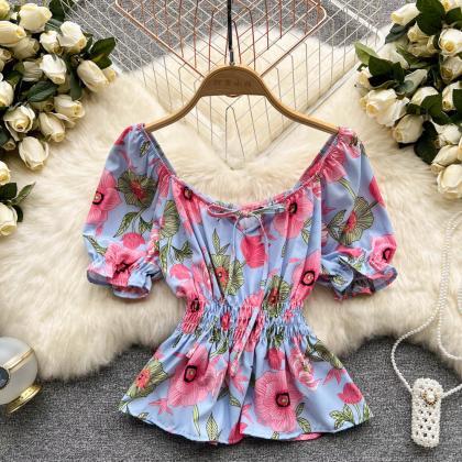 Floral Ruffle Short Sleeve Top