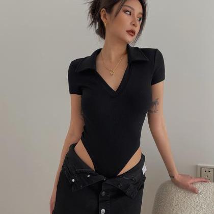 Short Sleeve Bodysuit Sexy Shirt Jumpsuit