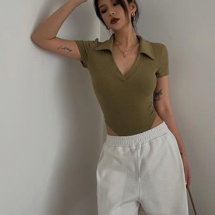 Short Sleeve Bodysuit Sexy Shirt Jumpsuit