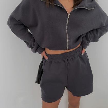 Ins College Style Casual Hooded Short Coat