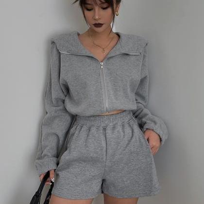 Ins College Style Casual Hooded Short Coat
