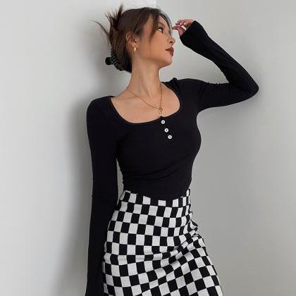 Black And White Ins Bodycon Skirt