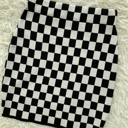 Black And White Ins Bodycon Skirt