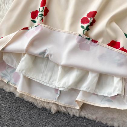 Vintage Rose Print Slip Dress