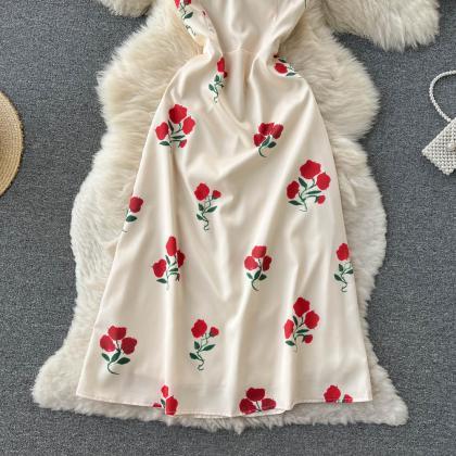 Vintage Rose Print Slip Dress
