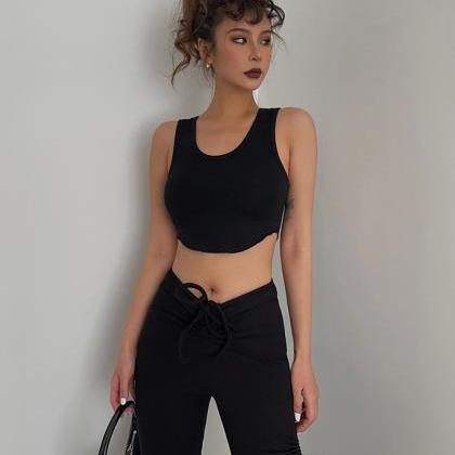 Curved Sports Vest Cropped Fitness Top