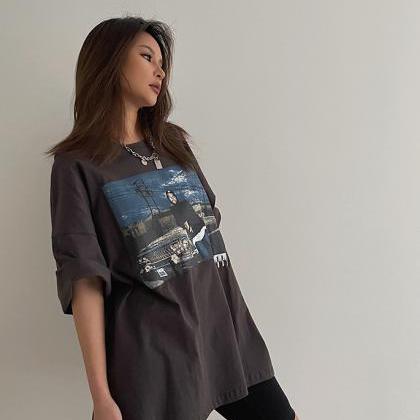 Printed Oversized T-shirt Ins Top