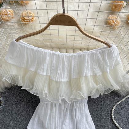 Sweet Layered Ruffle Off Shoulder T..