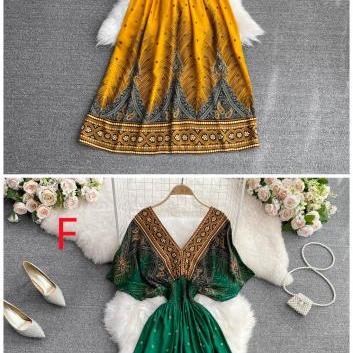 Boho Ethnic V-neck Print Dress