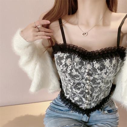 Sweet Floral Lace Cropped Top