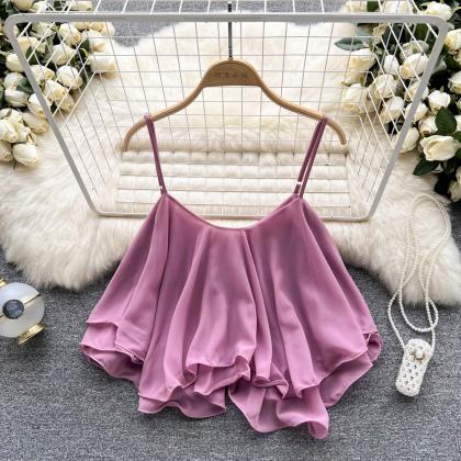 ruffled off-the-shoulder double lay..