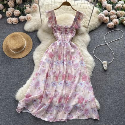 Printed Floral Slip Long Maxi Dress