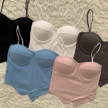 Irregular Short Camisole With Breathable Chest Pad