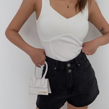 Double-layer V-neck White Camisole Top