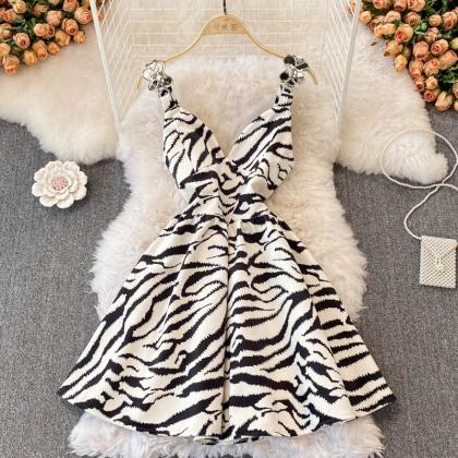 Vintage Zebra Sling A-line Dress