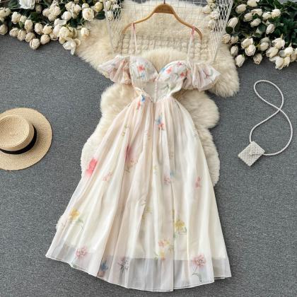 Sexy Off-shoulder Fairy Sling Dress Floral Dress