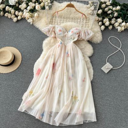 Sexy Off-shoulder Fairy Sling Dress Floral Dress