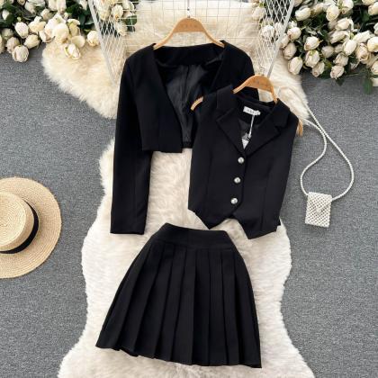 Preppy Two Piece Suit Long Sleeve S..