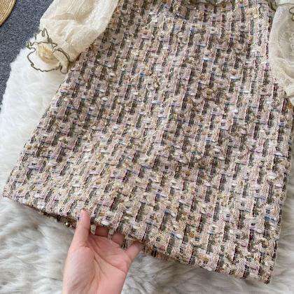 French Retro Dress Beaded Chic Design Skirt