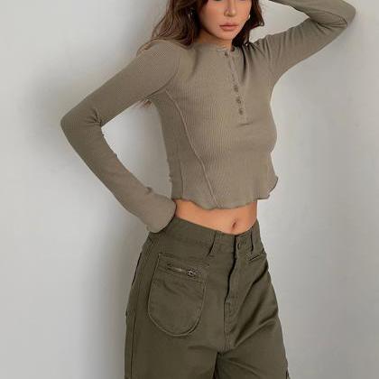 Sexy Round Neck Top and Loose Pant Set