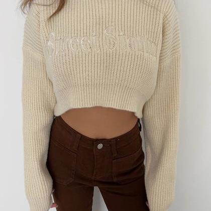 Spice Monogram Embroidered Short Sweater