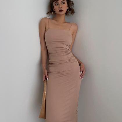 Halter Waist Strappy Dress Sexy Babes Mid Length..