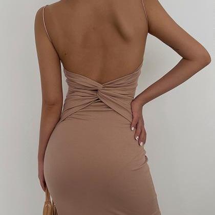 Halter Waist Strappy Dress Sexy Babes Mid Length..