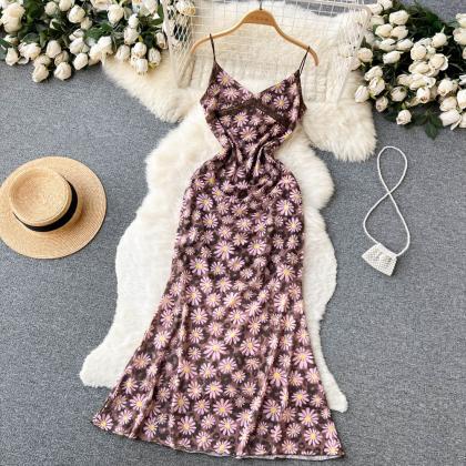 Sweet Floral Suspender Dress Female Summer French..