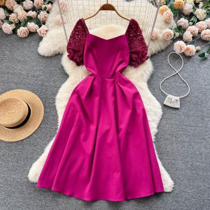 Short Sleeves Lace Dress A Line Wedding Party..