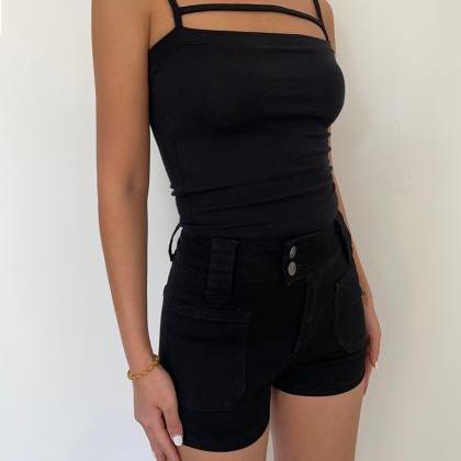 American Spice Girl Style Sexy One-line Neck Short..