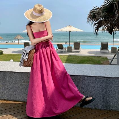 Rose Camisole Dress Waist-slimming Maxi Midi Dress